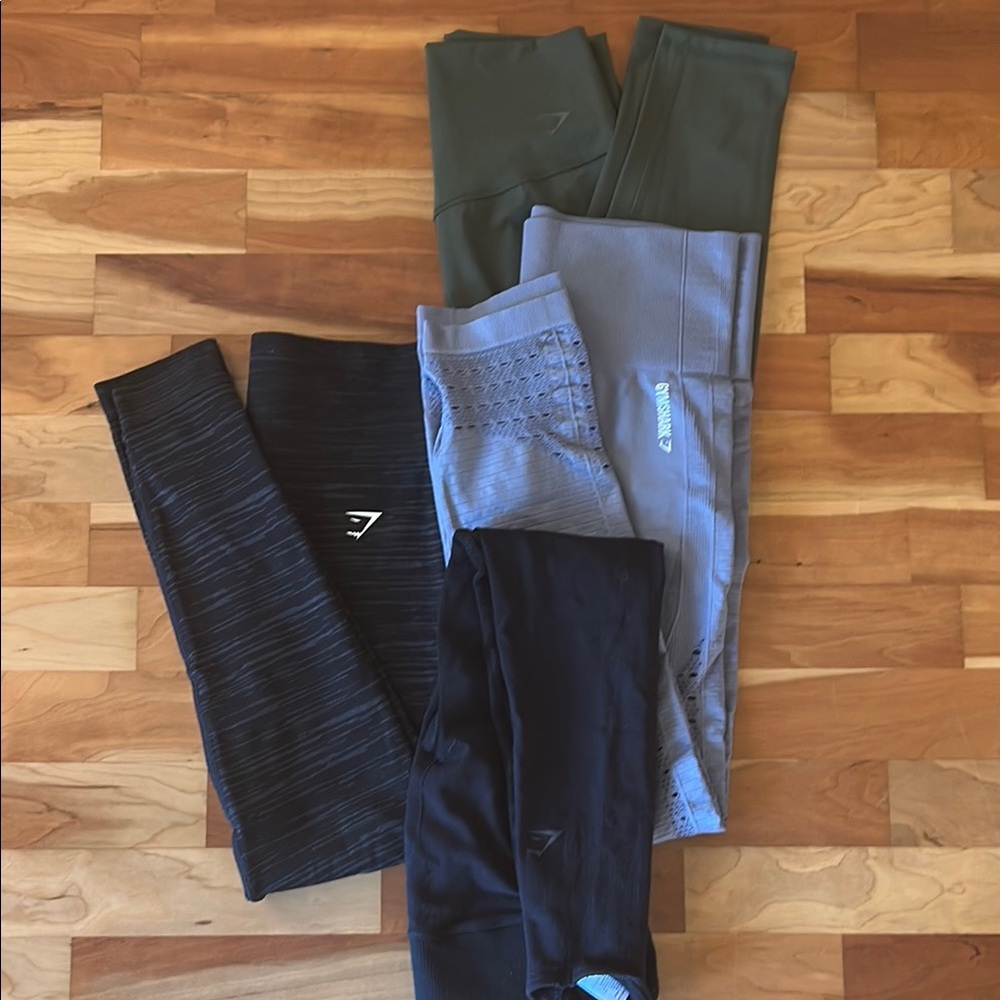 Gymshark Women's Leggings Bundle in Black, Gray, Olive
